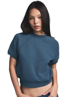 SKIMS Indigo Short Sleeve French Terry Raglan Sweatshirt